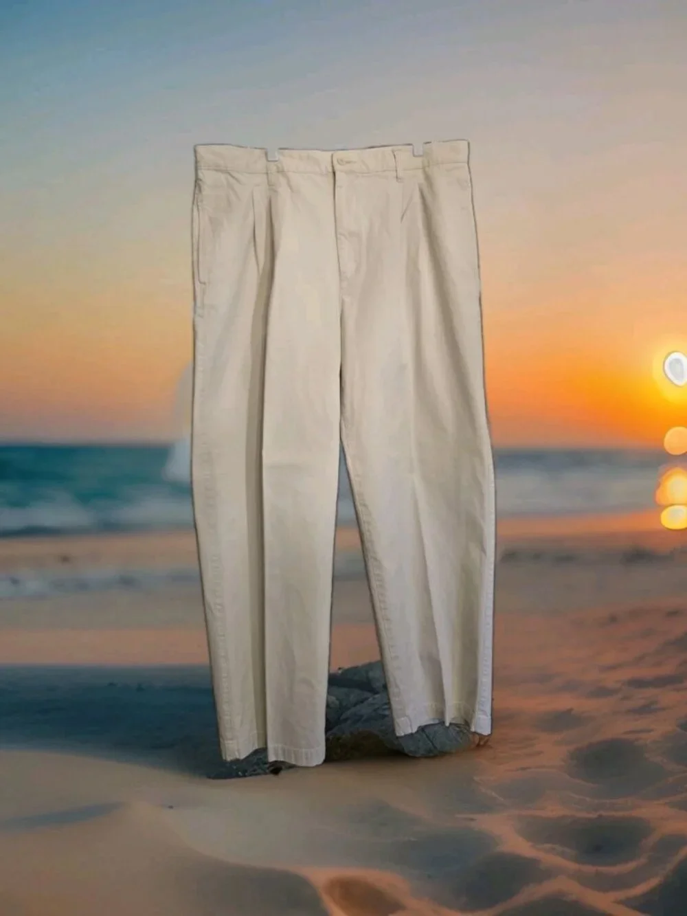Chaps Tan Double Pleated Chino Pants Men's 38x30